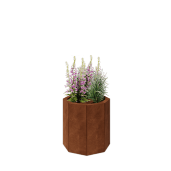 Jardinière en acier Corten - Octogone - 48,3 x 48,3 x 50 cm - Avec plaque de fond