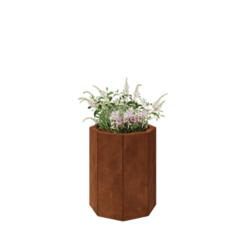 Jardinière en acier Corten - Octogone - 48,3 x 48,3 x 60 cm - Sanc plaque de fond