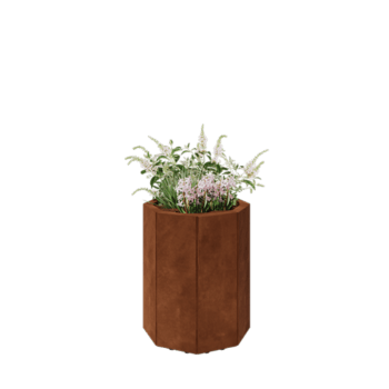 Jardinière en acier Corten - Octogone - 48,3 x 48,3 x 60 cm - Avec plaque de fond - Avec pieds