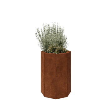 Jardinière en acier Corten - Octogone - 48,3 x 48,3 x 70 cm - Avec plaque de fond