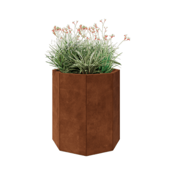 Jardinière en acier Corten - Octogone - 72,4 x 72,4 x 80 cm - Sanc plaque de fond