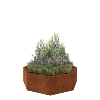 Jardinière en acier Corten - Octogone - 144,9 x 144,9 x 40 cm - Sanc plaque de fond