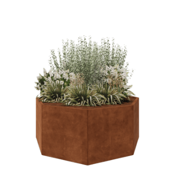 Jardinière en acier Corten - Octogone - 168,6 x 168,6 x 70 cm - Sanc plaque de fond