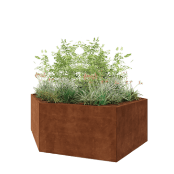 Jardinière en acier Corten - Hexagone - 239,3 x 207,8 x 80 cm - Sanc plaque de fond