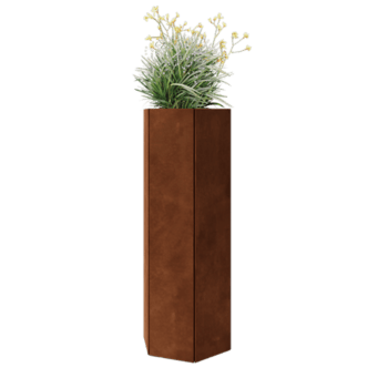Jardinière en acier Corten - Hexagone - 39,3 x 34,6 x 100 cm - Sanc plaque de fond