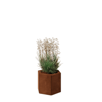 Jardinière en acier Corten - Hexagone - 39,3 x 34,6 x 30 cm - Sanc plaque de fond