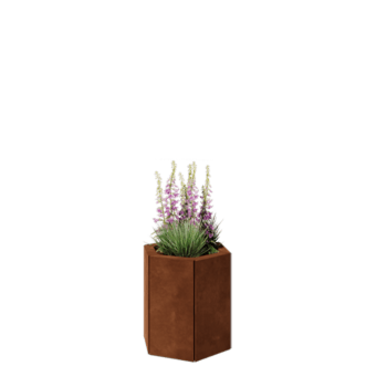 Jardinière en acier Corten - Hexagone - 39,3 x 34,6 x 40 cm - Sanc plaque de fond