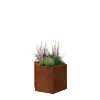 Jardinière en acier Corten - Hexagone - 59,3 x 52 x 40 cm - Avec plaque de fond