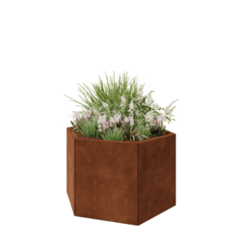 Jardinière en acier Corten - Hexagone - 99,3 x 86,6 x 60 cm - Sanc plaque de fond