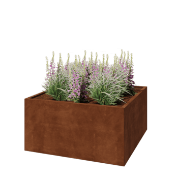 Jardinière en acier Corten - Carré - 120 x 120 x 60 cm - Sanc plaque de fond