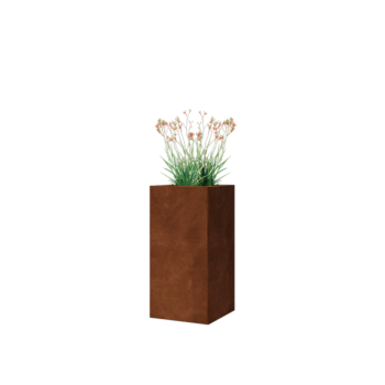 Jardinière en acier Corten - Carré - 30 x 30 x 60 cm - Sanc plaque de fond