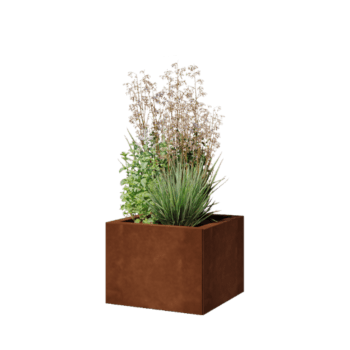 Jardinière en acier Corten - Carré - 40 x 40 x 30 cm - Avec plaque de fond