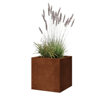 Jardinière en acier Corten - Carré - 40 x 40 x 40 cm - Avec plaque de fond