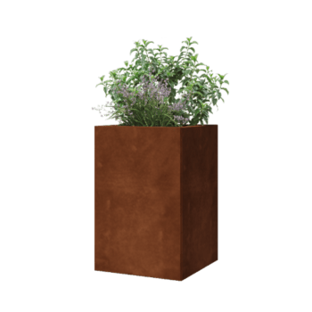 Jardinière en acier Corten - Carré - 40 x 40 x 60 cm - Avec plaque de fond