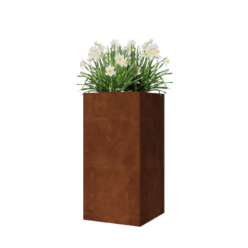 Jardinière en acier Corten - Carré - 40 x 40 x 80 cm - Avec plaque de fond