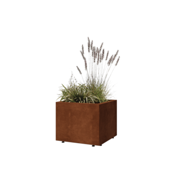 Jardinière en acier Corten - Carré - 50 x 50 x 40 cm - Avec plaque de fond - Avec pieds