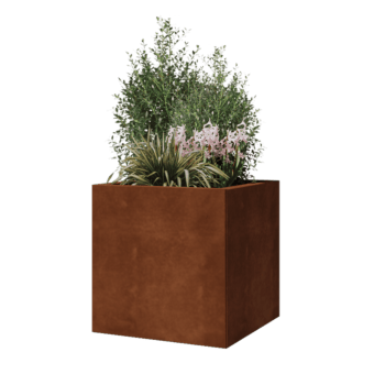 Jardinière en acier Corten - Carré - 50 x 50 x 50 cm - Avec plaque de fond