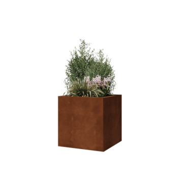 Jardinière en acier Corten - Carré - 50 x 50 x 50 cm - Avec plaque de fond
