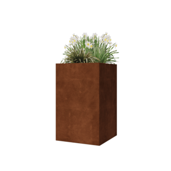 Jardinière en acier Corten - Carré - 50 x 50 x 80 cm - Sanc plaque de fond