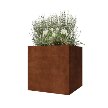 Jardinière en acier Corten - Carré - 80 x 80 x 80 cm - Avec plaque de fond