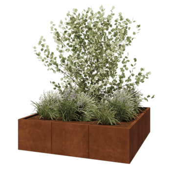Jardinière XXL en acier Corten - Carré - 150 x 150 x 40 cm - Sanc plaque de fond