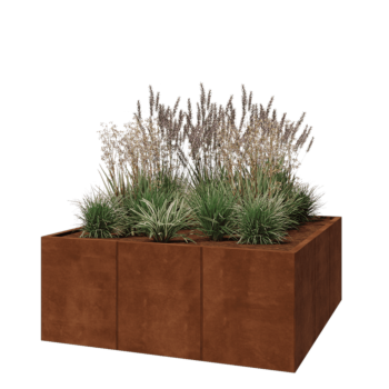 Jardinière XXL en acier Corten - Carré - 150 x 150 x 60 cm - Sanc plaque de fond