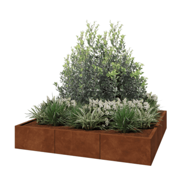 Jardinière XXL en acier Corten - Carré - 180 x 180 x 30 cm - Sanc plaque de fond
