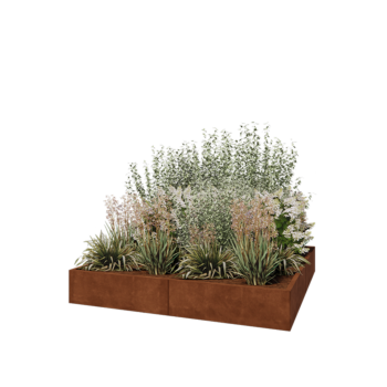 Jardinière XXL en acier Corten - Carré - 200 x 200 x 30 cm - Sanc plaque de fond