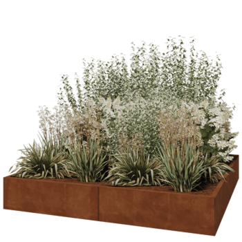 Jardinière XXL en acier Corten - Carré - 200 x 200 x 30 cm - Sanc plaque de fond