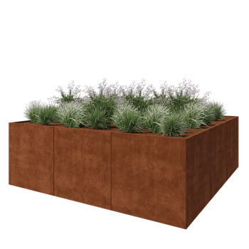 Jardinière XXL en acier Corten - Carré - 300 x 300 x 100 cm - Sanc plaque de fond
