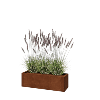 Jardinière en acier Corten - Rectangle - 100 x 30 x 30 cm - Avec plaque de fond