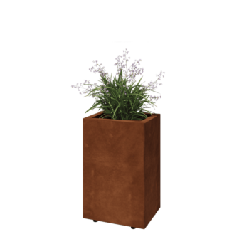 Jardinière en acier Corten - Rectangle - 40 x 30 x 60 cm - Avec plaque de fond - Avec pieds
