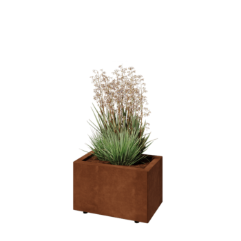Jardinière en acier Corten - Rectangle - 50 x 30 x 30 cm - Avec plaque de fond - Avec pieds