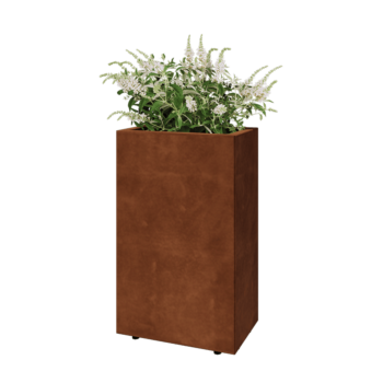 Jardinière en acier Corten - Rectangle - 50 x 30 x 80 cm - Avec plaque de fond - Avec pieds