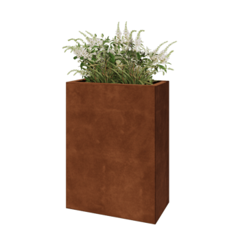 Jardinière en acier Corten - Rectangle - 60 x 30 x 80 cm - Sanc plaque de fond