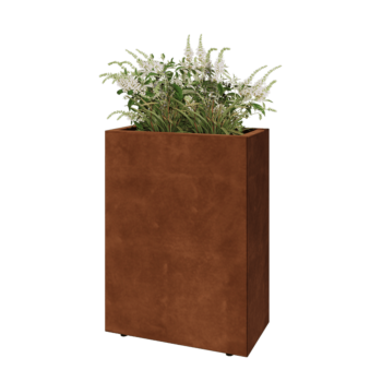 Jardinière en acier Corten - Rectangle - 60 x 30 x 80 cm - Avec plaque de fond - Avec pieds