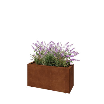 Jardinière en acier Corten - Rectangle - 80 x 30 x 40 cm - Avec plaque de fond - Avec pieds