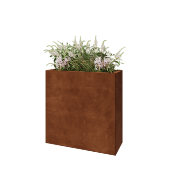 Jardinière en acier Corten - Rectangle - 80 x 30 x 80 cm - Avec plaque de fond