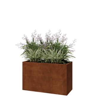 Jardinière en acier Corten - Rectangle - 100 x 40 x 60 cm - Sanc plaque de fond