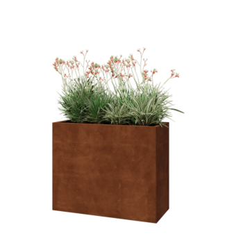 Jardinière en acier Corten - Rectangle - 100 x 40 x 80 cm - Avec plaque de fond