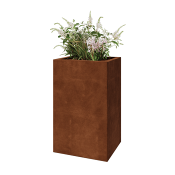 Jardinière en acier Corten - Rectangle - 50 x 40 x 80 cm - Avec plaque de fond