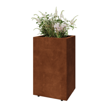 Jardinière en acier Corten - Rectangle - 50 x 40 x 80 cm - Avec plaque de fond - Avec pieds