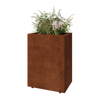 Jardinière en acier Corten - Rectangle - 60 x 40 x 80 cm - Avec plaque de fond - Avec pieds