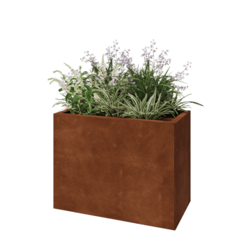 Jardinière en acier Corten - Rectangle - 80 x 40 x 60 cm - Sanc plaque de fond