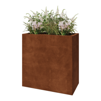 Jardinière en acier Corten - Rectangle - 80 x 40 x 80 cm - Sanc plaque de fond