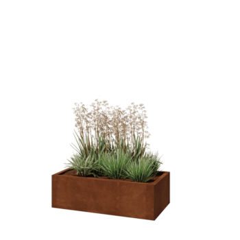 Jardinière en acier Corten - Rectangle - 100 x 50 x 30 cm - Sanc plaque de fond