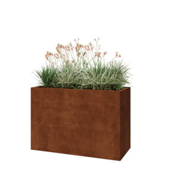 Jardinière en acier Corten - Rectangle - 120 x 50 x 80 cm - Sanc plaque de fond