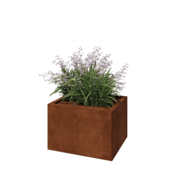 Jardinière en acier Corten - Rectangle - 60 x 50 x 40 cm - Sanc plaque de fond