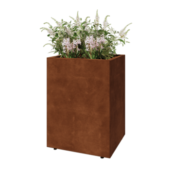 Jardinière en acier Corten - Rectangle - 60 x 50 x 80 cm - Avec plaque de fond - Avec pieds