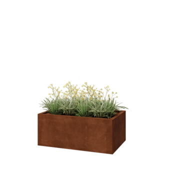 Jardinière en acier Corten - Rectangle - 100 x 60 x 40 cm - Avec plaque de fond